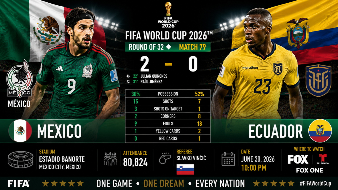 Mexico 2–0 Ecuador, Estadio Banorte, attendance 80,824, referee Slavko Vinčić